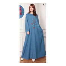 Sb collection Maxi dress Cleo Jeans Jumbo gamis bordir-Biru Muda