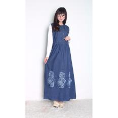 SB Collection Maxi Dress Romantic Gamis Jeans Bordir - Biru Tua