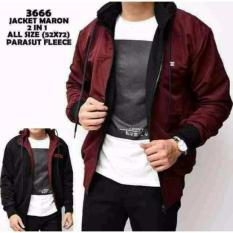Sea7 Store - Jaket Parasut Bolak-Balik Maroon-Hitam