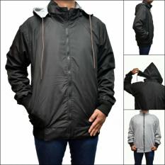 Sea7 Store - Jaket Parasut Bolak-Balik Polos Black-Gray