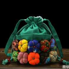 Sederhana Kain Rajut Dompet Uang Receh Selempang Tas Kecil (Hijau Gelap (Labu Warna Acak))