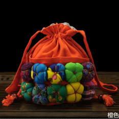Sederhana Kain Rajut Dompet Uang Receh Selempang Tas Kecil (Warna Jingga (Labu Warna Acak))
