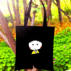 Kanvas Sederhana Bahu Cherri Chibi Maruko Chan Tas Tas (Kepala Besar Bakso Hitam Vertikal Tas)