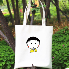 Kanvas Sederhana Bahu Cherri Chibi Maruko Chan Tas Tas (Kepala Besar Bakso Putih Vertikal Tas)