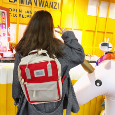 Sederhana Ramen Bakso Mantra Warna Tas Tas Ransel (Merah + Abu-Abu)