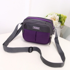 Selempang Miring Tunggal Tahan Air Nilon Tas Kain Tas Kecil (Ungu Versi Horizontal)