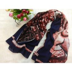 Selendang Sifon Shawl Selendang Zoya Zalora Selendang Pria Selendang Wanita Shawl Pria Pashmina Shawl Scarf Scarves Cantiki Premium Biru Dongker