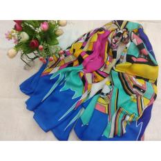 Selendang Sifon Shawl Selendang Zoya Zalora Selendang Pria Selendang Wanita Shawl Pria Pashmina Shawl Scarf Scarves Cantiki Premium Biru Lines