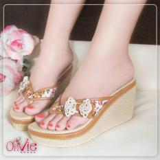 Sendal Wedges Kasual Wanita Pita - Tan   