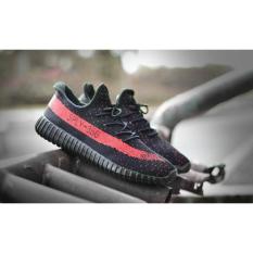 Sepatu Adidas Yeezy SPLY 350 Hitam List Merah Sol Hitam
