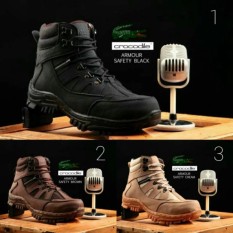 Sepatu Ankle Boots Stylish N Kokoh Pria / Crocodile Safety Armour Termurah - Black Size 42