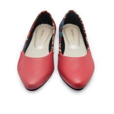 Sepatu Batik Wanita Ethnic Flat Shoes Dayak Merah The Warna Original
