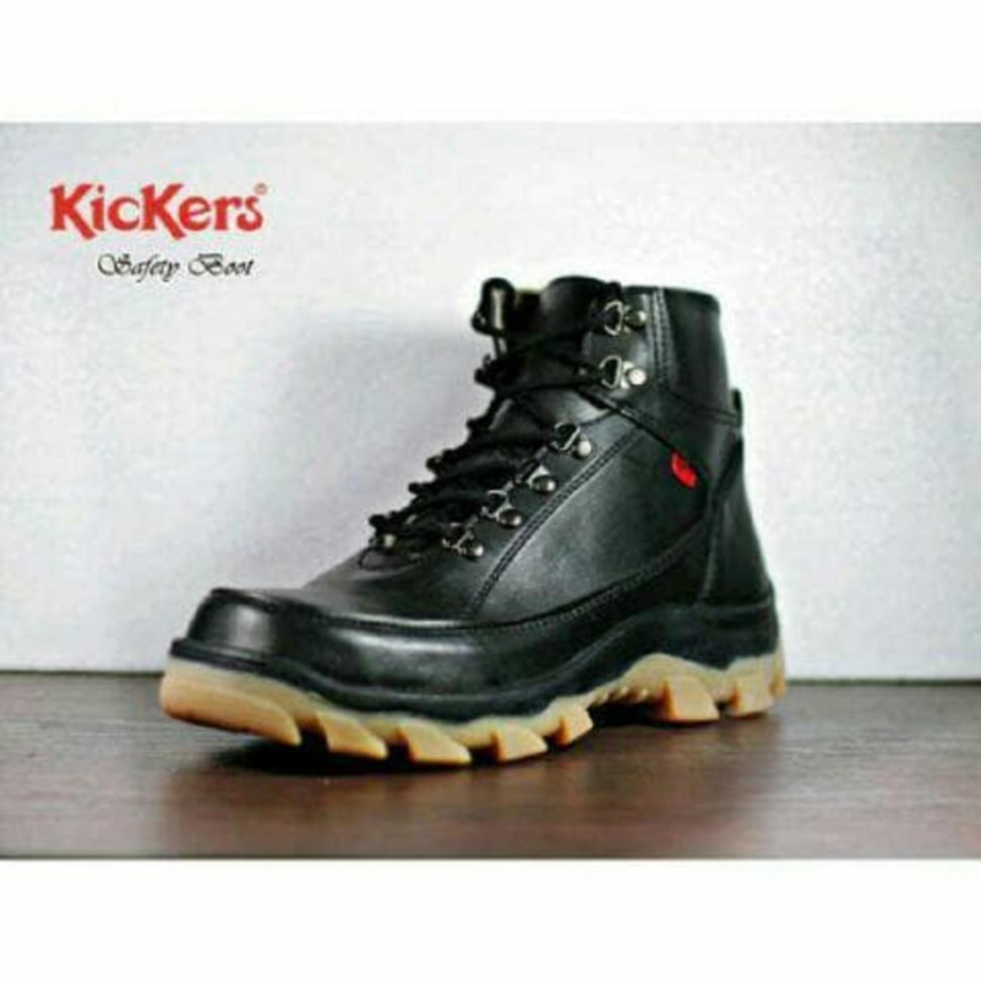 Sepatu Boot Kickers Safety Pria Steel Toe Ujung Besi