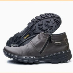Sepatu Boot pria pendek Hangout Touring Traveling Bahan Kulit Asli