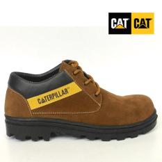 Sepatu boot pria caterpillar safety shoes, sepatu pria caterpillar, caterpilar coklat muda suede pendek, sepatu gunung, sepatu safety caterpillar