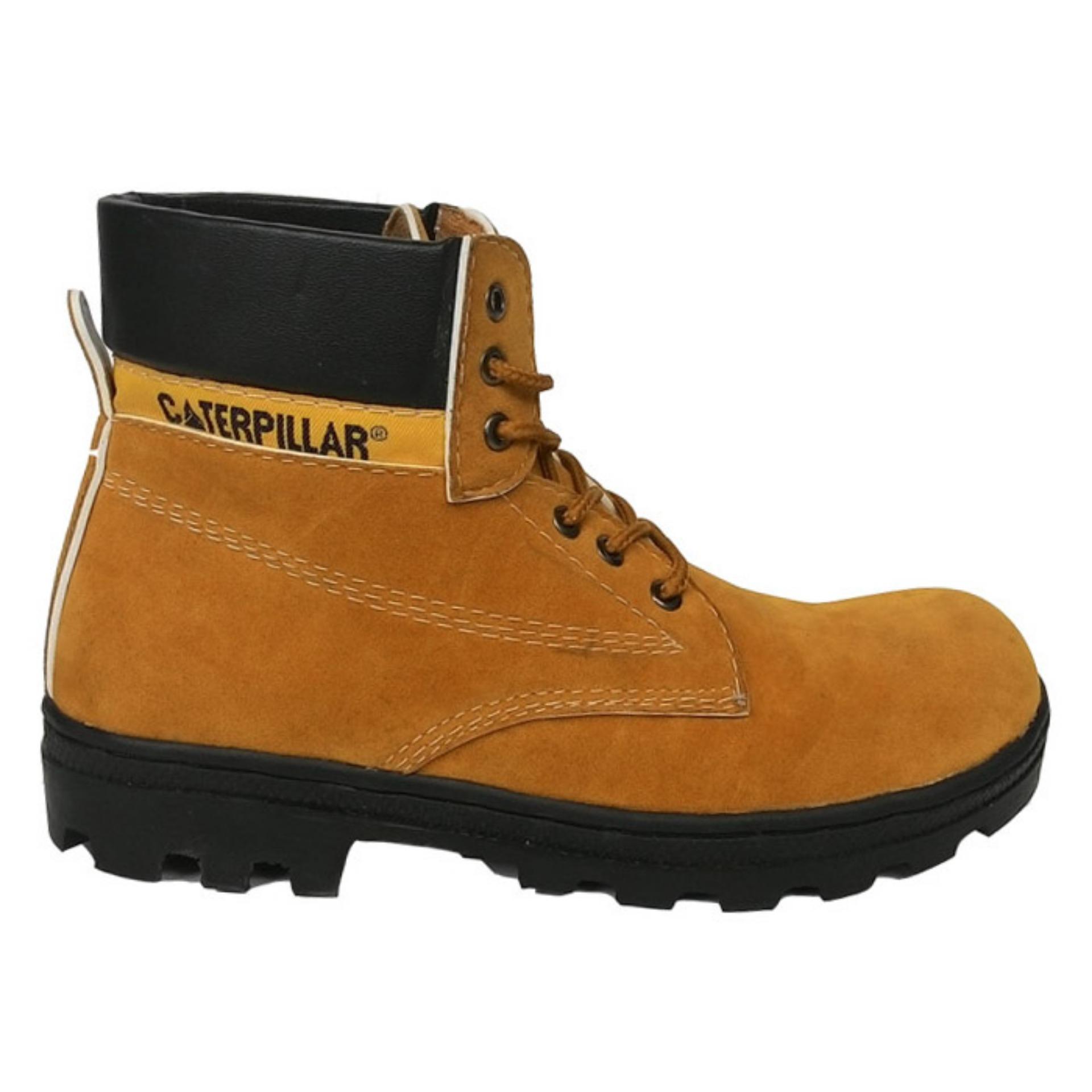 Sepatu boot pria caterpillar safety shoes, sepatu pria caterpillar, caterpilar warna tan suede, sepatu gunung, sepatu safety caterpillar sepatu caterpillar