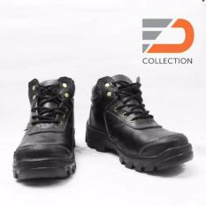 Sepatu boot safety hiking touring kerja bahan kulit sapi asli hitam