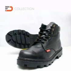 Sepatu Safety Boots Pria Kulit Sapi Asli Murah dan Berkualitas - Black