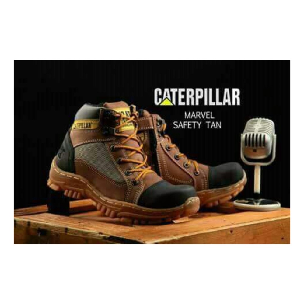 sepatu boot safety pria caterpillar Marvel safety tan