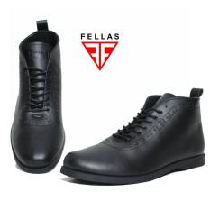 Sepatu Boots Casual Branded Pria Terkeren - FELLAS BRODO WING - Black