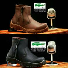 Sepatu Boots Crocodile Sirloin Safety Boot Double Zipper Murah Worksafe Proyek Steel Toe Tracking