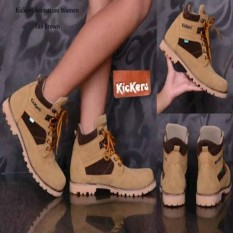 Sepatu Boots Kickers Safety Ujung Depan Besi Women Wanita Hitam Coklat Tan