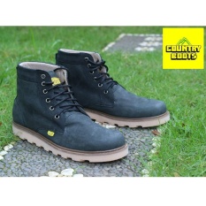 Sepatu Boots Kulit Asli Berkualitas Pria Style Terkini - COUNTRY BOOTS GUNDUL 03 - Black