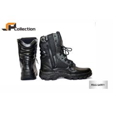 JAFERI Sepatu Boots PDLG Safety Warna Hitam Bahan Kulit Sapi Asli Berguna Untuk Melindungi Kaki Dari Barang Berat, Untuk POLRI, TNI, Security, DAMKAR, Kontstruksi, Kontraktor, Pertambangan, Cocok Juga Untuk Touring, Hiking, Dll