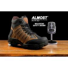 Sepatu Boots Pria Almost Wolverine Safety Ujung Besi - Sepatu Proyek - Free Kaos Kaki