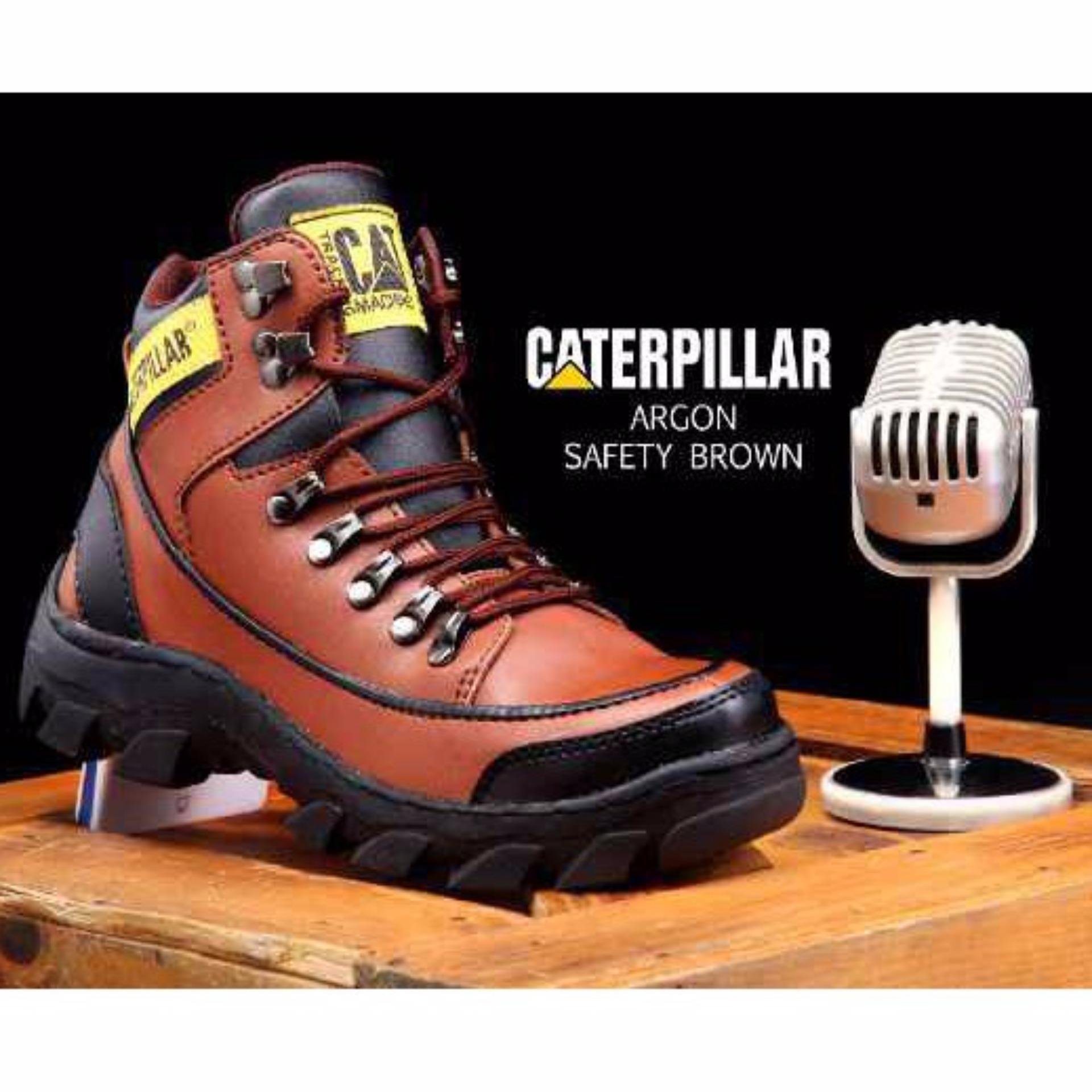 Sepatu Boots Pria Caterpillar ArGon Safety Steel Toe - Brown Coklat