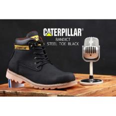 Sepatu Boots Pria Caterpillar Bandict Safety Ujung Besi - Sepatu Proyek - Free Kaos Kaki