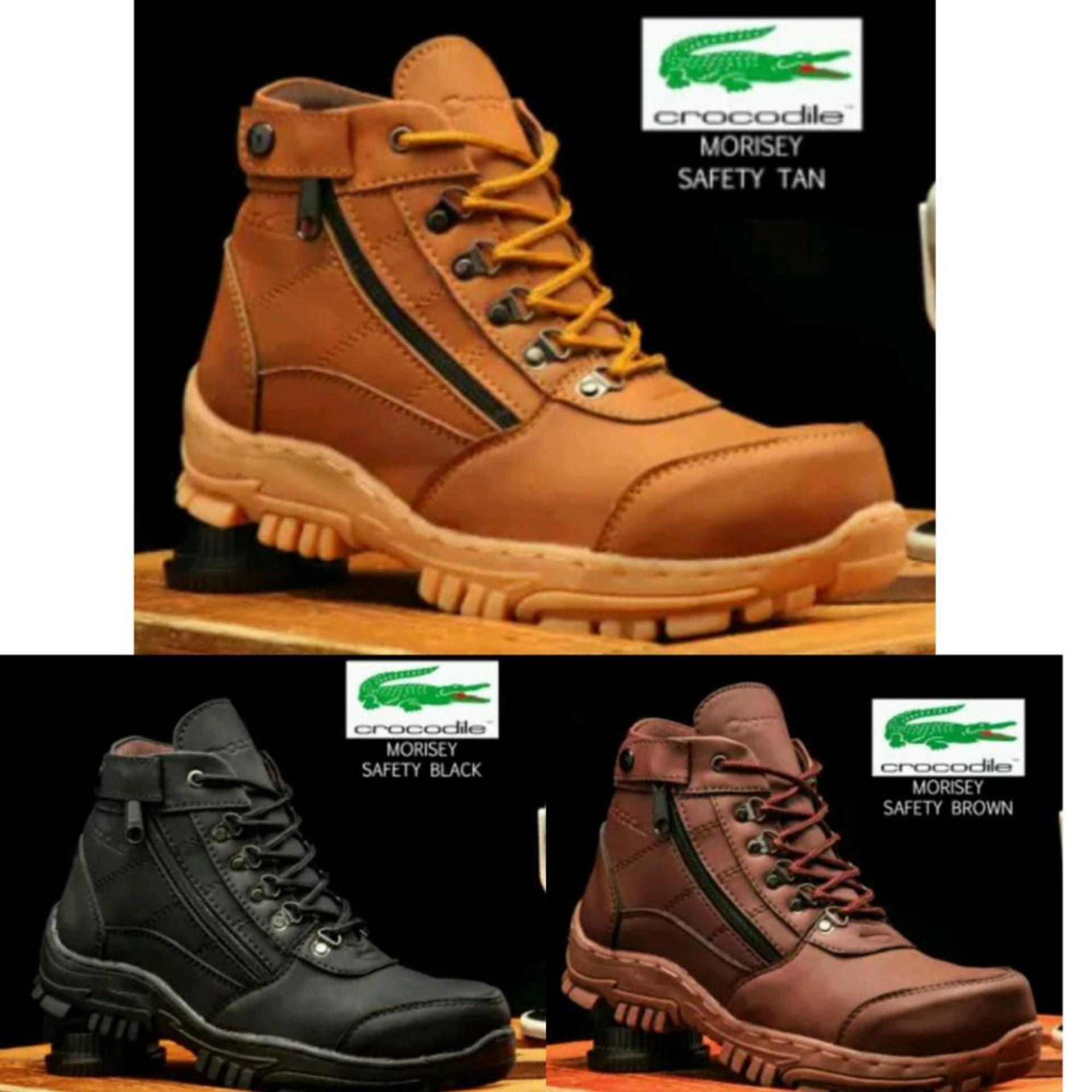 Sepatu Safety Crocodile Delta Morisey Boots Sepatu Ujung Besi Pria - Hitam