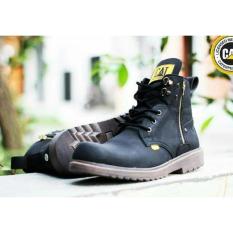 Sepatu Boots Pria Safety Kulit Asli Cat Caterpillar Zippers - Aec779