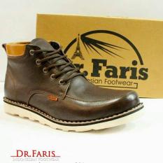 Sepatu Boots Pria Semi Formal / Casual Kulit Asli Handmade - DR. FARIS VIBRAM FR 301 - Hitam / Coklat