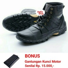 Sepatu Boots Pria Touring Casual Kulit Asli Hand Made Model Rhezu Terbaru.