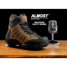 Sepatu Boots Safet Tracking Outdoor Pria Branded - ALMOST WOLVERINE - Black / Navy / Brown