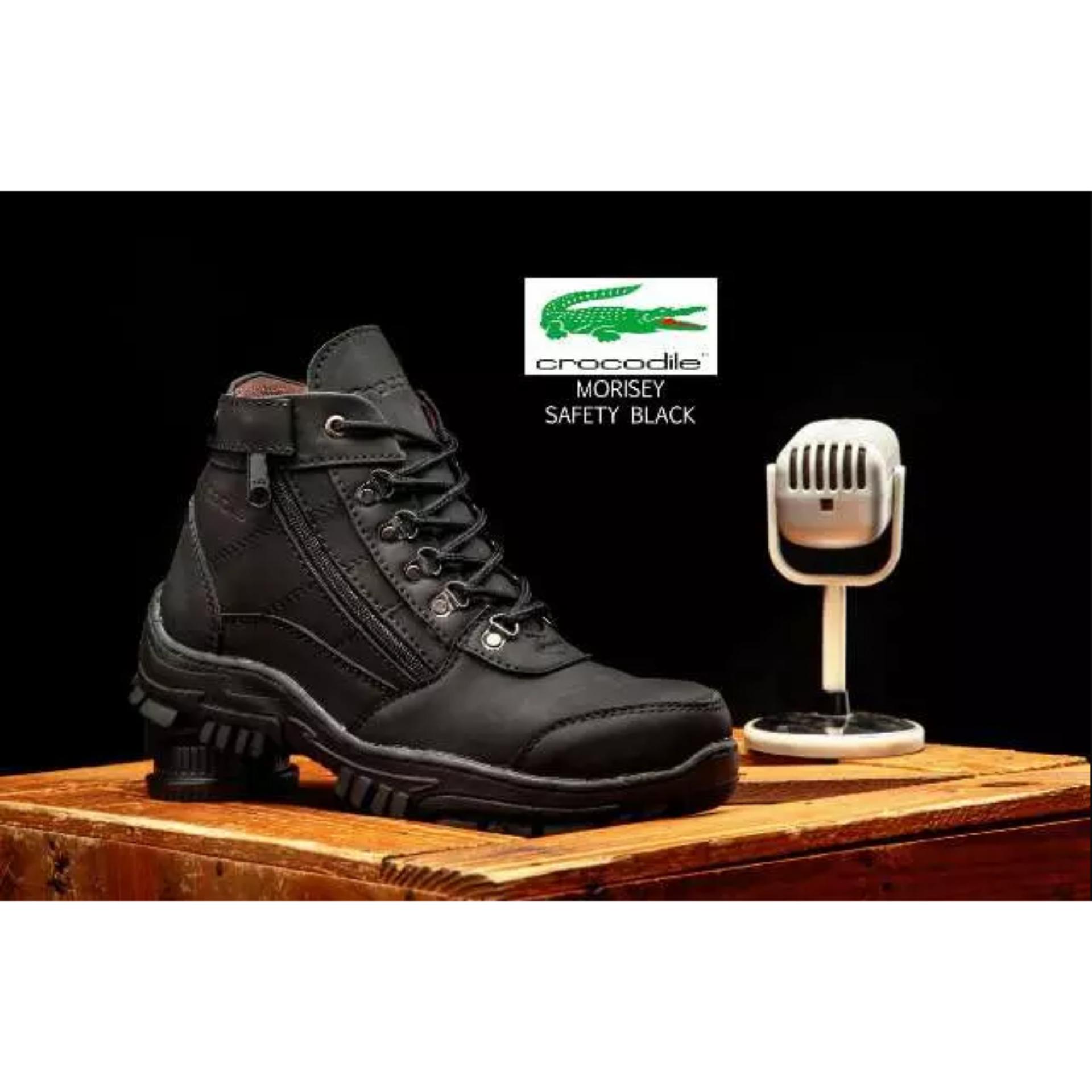 sepatu boots safety black crocodile morisey pria hikking kerja proyek santai kuliah kerja