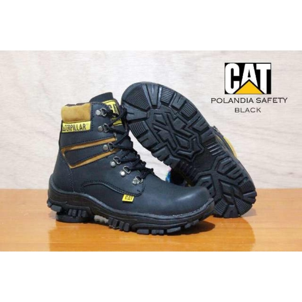 Sepatu Boots Safety Caterpillar Polandia Pria - Hitam