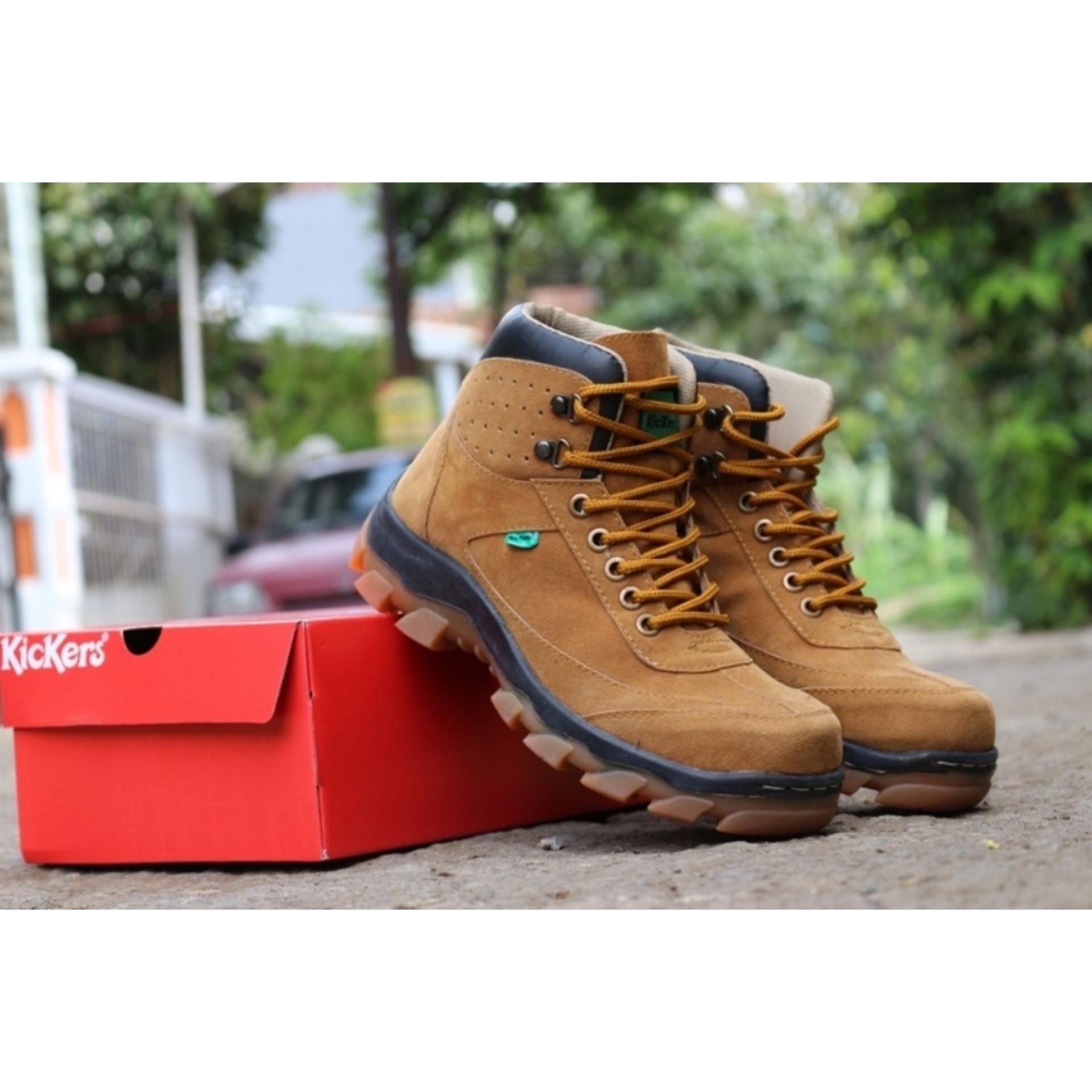 sepatu boots safety kerja proyek hikking kickers boots tan