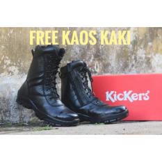 Sepatu Boots Safety Kickers PDL PDH TNI Satpam Satpol PP Kulit Asli - Free Kaos Kaki
