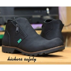 Sepatu Boots Safety Kickers Resleting Pria - Warna Hitam / Ujung Besi / Sepatu Pria / Sepatu Safety