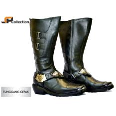 JAFERI Sepatu Boots Tunggang Gepak Warna Hitam Bahan Kulit Sapi Asli Sepatu Tunggang Untuk Polantas, Polri, DISHUB, LLAJ, Satpol PP, Dll