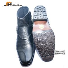 JAFERI Sepatu Boots Tunggang Pendek Polos Warna Hitam Bahan Kulit Sapi Asli Cocok Untuk Dinas TNI, POLRI, LLAJ, DISHUB, SATPOL PP, Dll