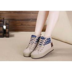 Sepatu Boots Wanita Sneakers Korea BW29 Cream