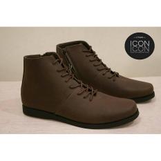 Sepatu Brodo full black Formal boots resleting kerja kantor