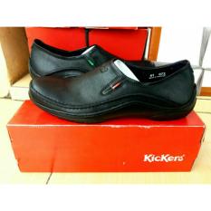 Sepatu Casual Pantofel Kickers pria kulit asli Hitam