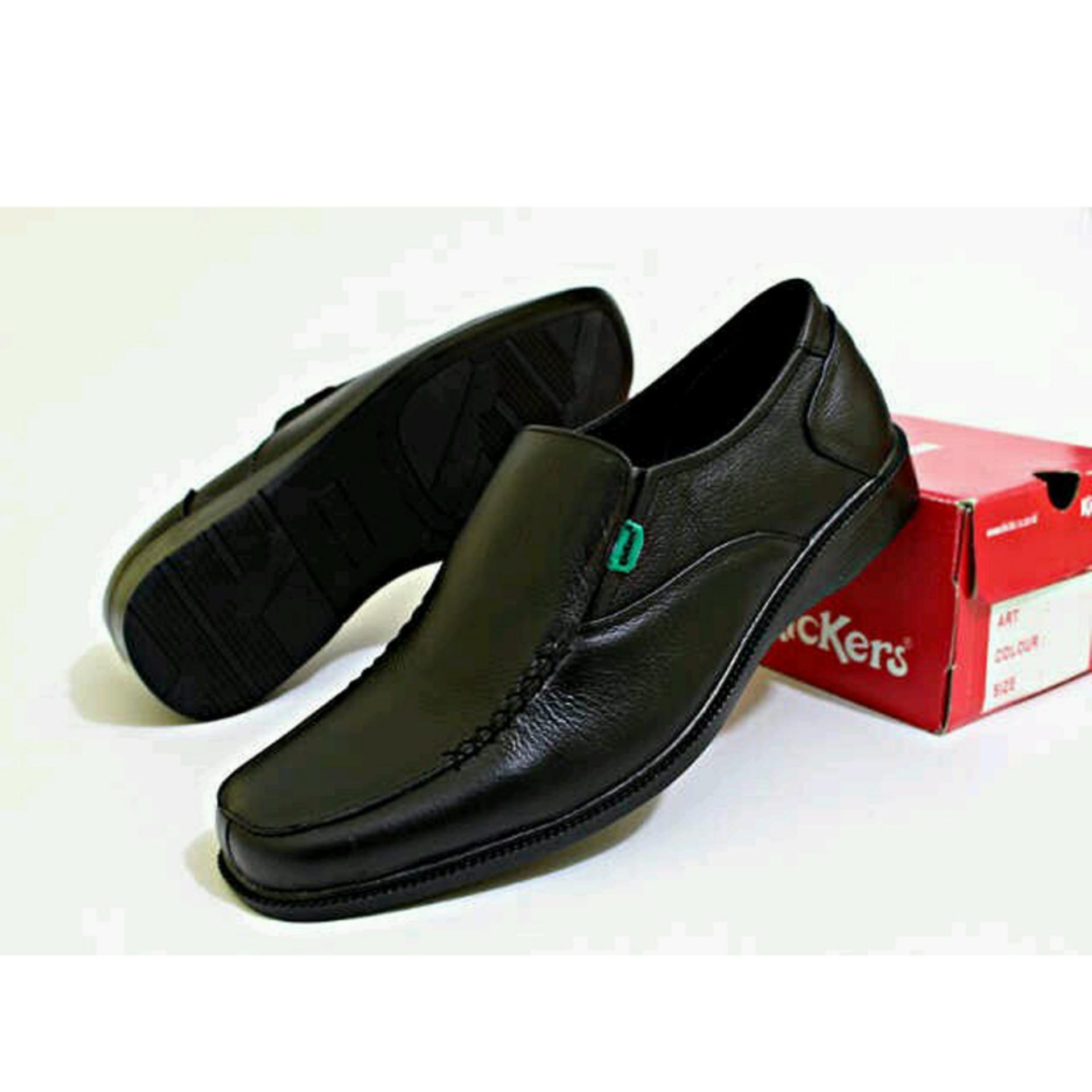 Sepatu Casual Pentopel Formal Rajut  Pria KULIT ASLI Black 