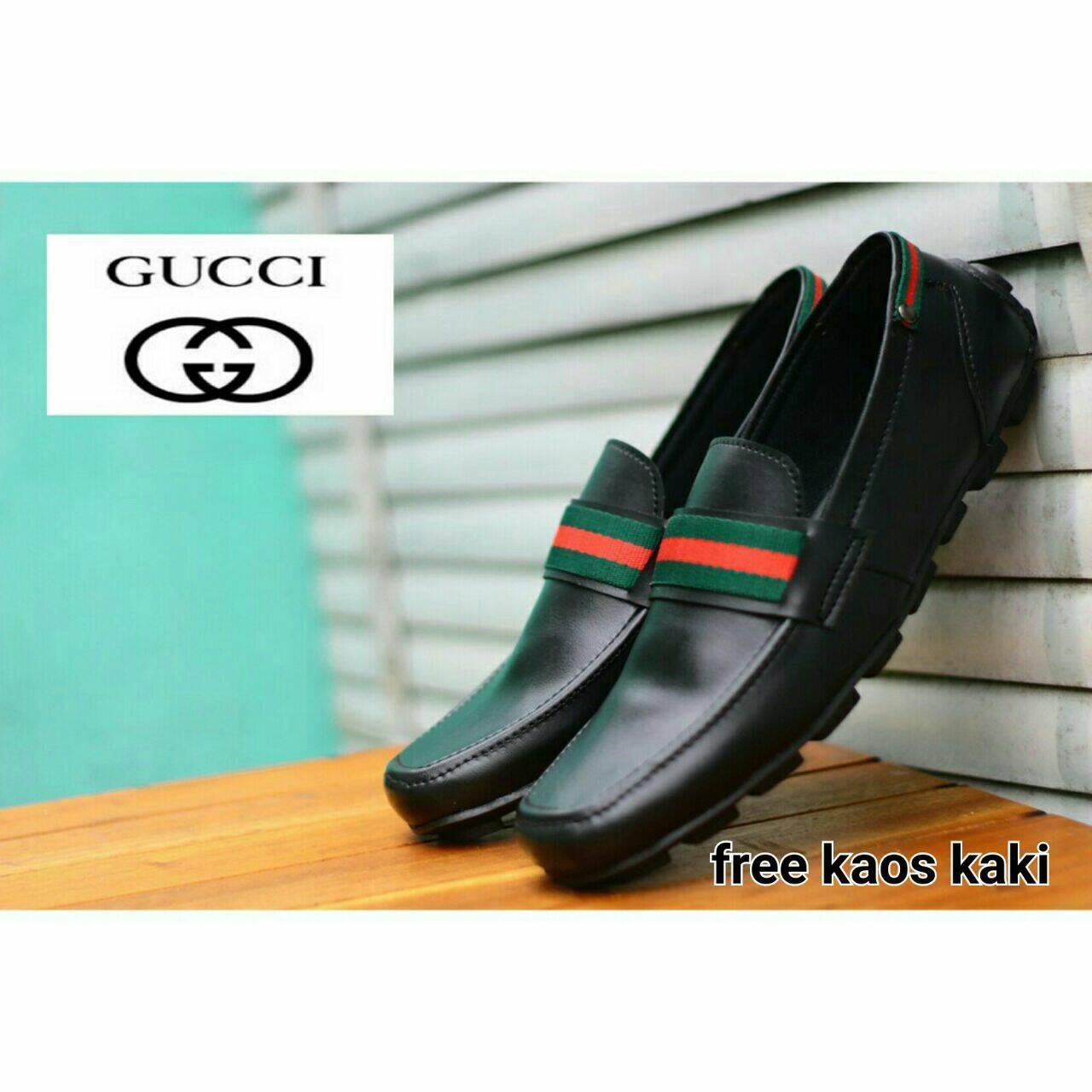 Sepatu casual pria guci kulit sintetis semi formal kantor kerja pantofel slop slip on