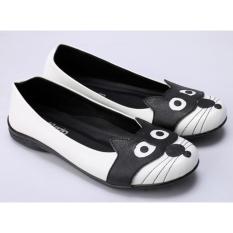 Sepatu Flat Shoes Lucu Wanita Cewek Cewe Balet Slip On Putih SS 017 CZ