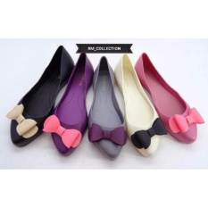 Sepatu flat shoes wanita cewe karet jelly pita ribbon teplek